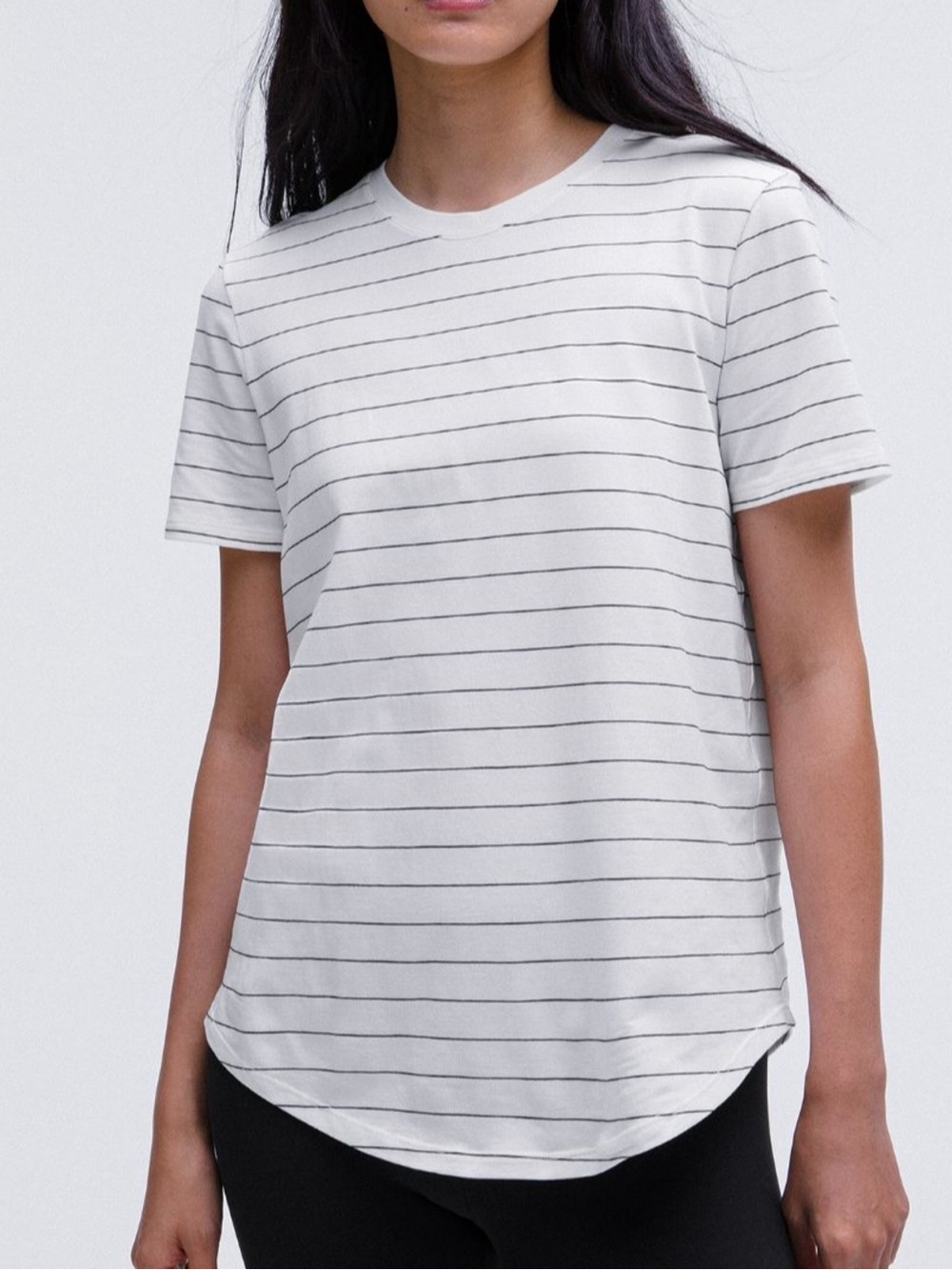 Lululemon Love Crewneck Women's White And Black Thin-Striped Shirt Size 6
